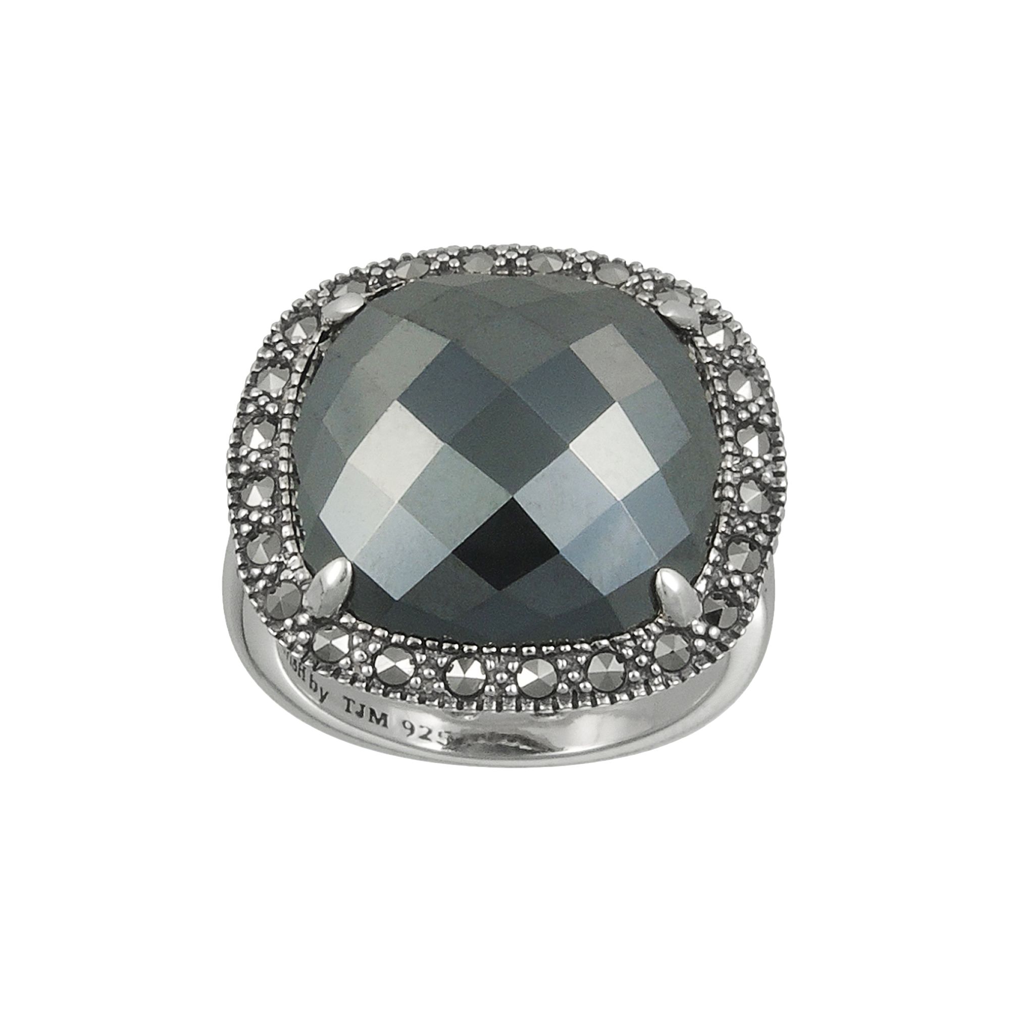 Lavish by TJM Sterling Silver Hematite Square Ring, Womens, Size: 6, Grey