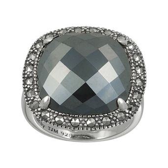 Lavish by TJM Sterling Silver Hematite Square Ring