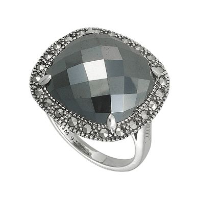 Lavish by TJM Sterling Silver Hematite Square Ring