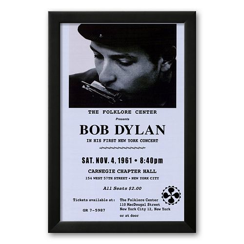 Art.com Bob Dylan, Carnegie Hall, 1961 Framed Art Print