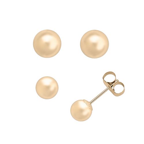 Everlasting Gold 10k Gold Ball Stud Earring Set