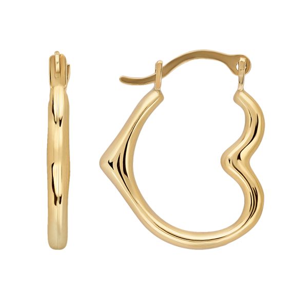 Everlasting Gold 10k Gold Heart Hoop Earrings