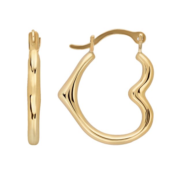 Heart Hoop Earrings in 14K Gold