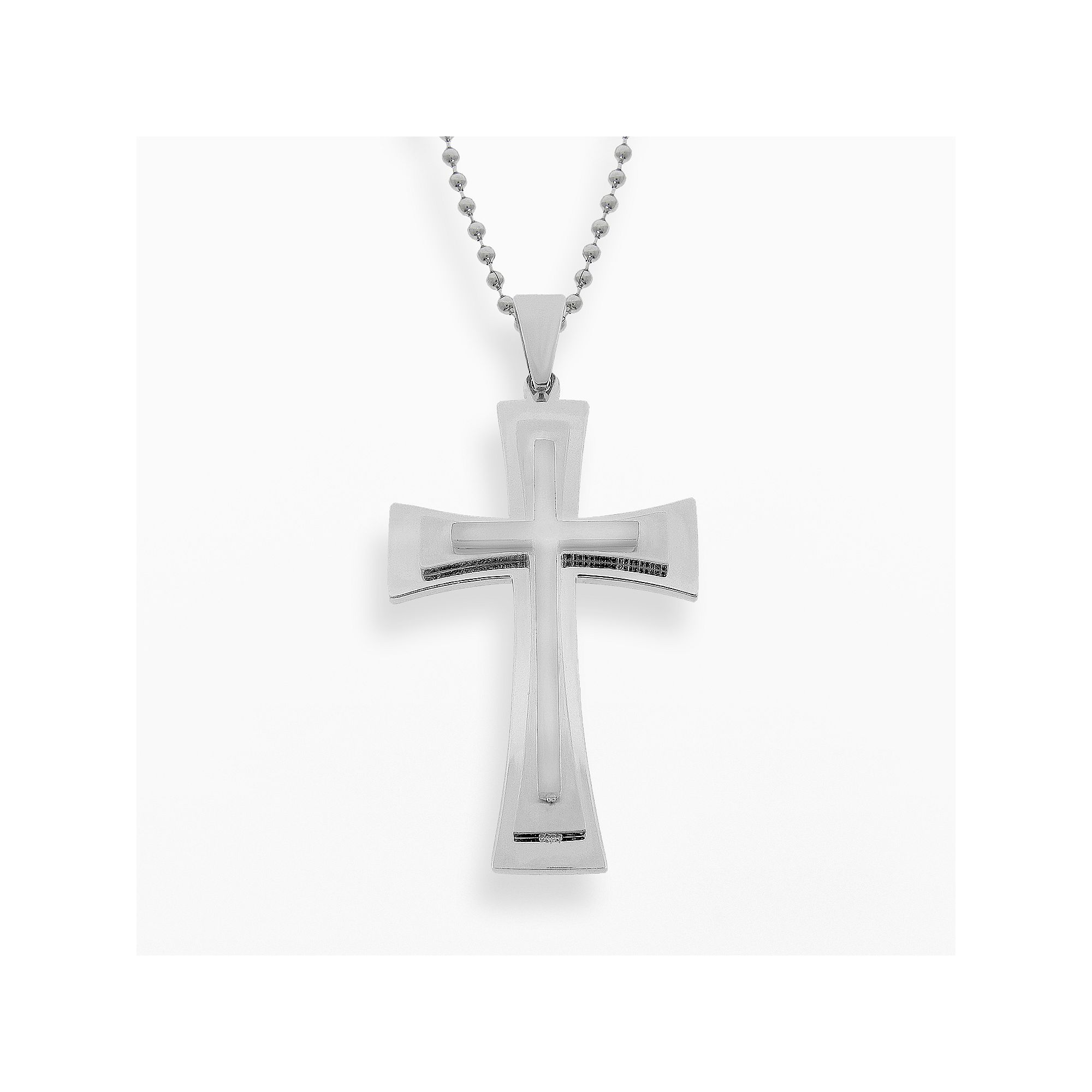 LYNX Stainless Steel Cross Pendant - Men, Mens, Size: 22, Grey