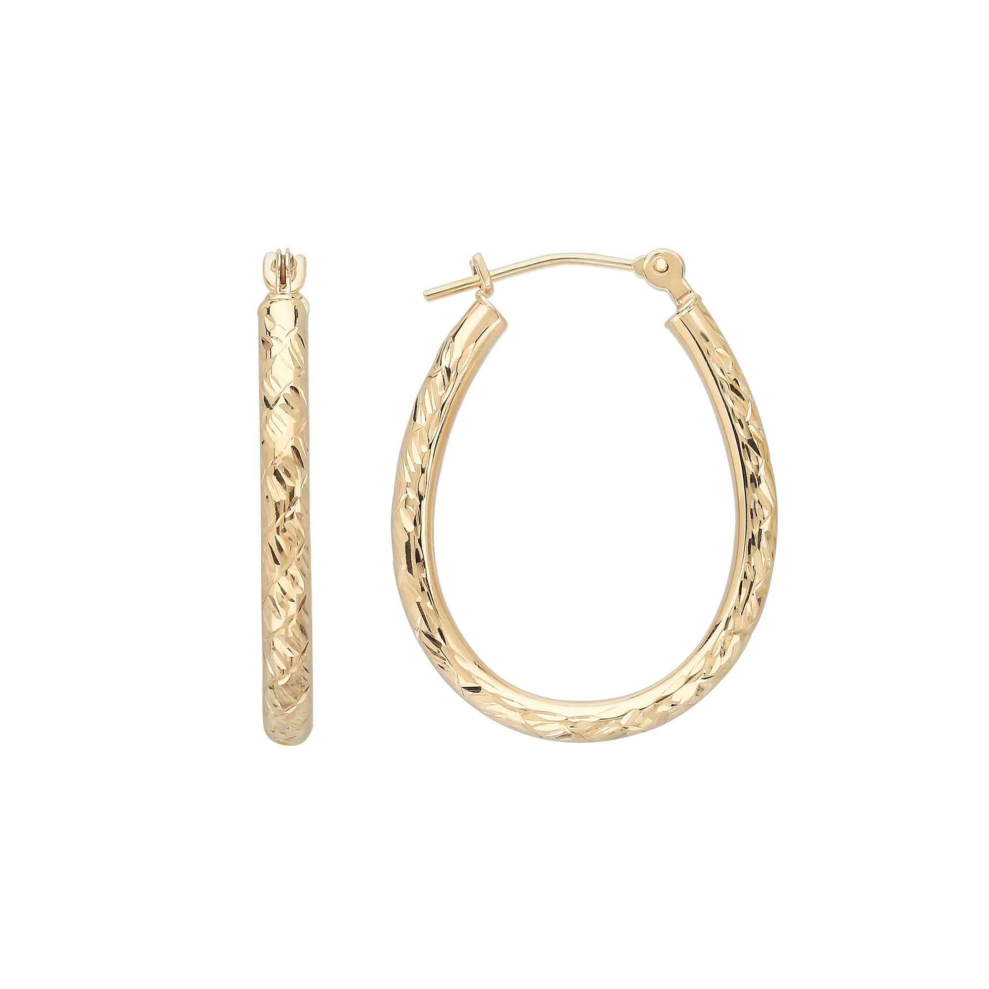 Everlasting Gold 10k Gold Textured Pear Hoop Earrings, Womens, Yellow