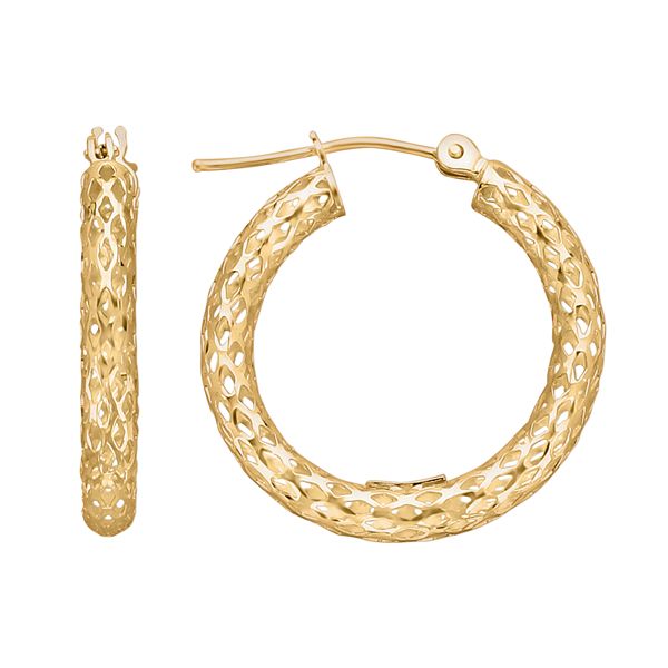 Everlasting Gold 10k Gold Openwork Hoop Earrings