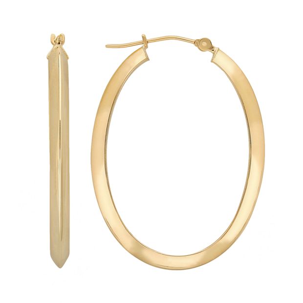 Everlasting Gold 14k Gold Oval Hoop Earrings