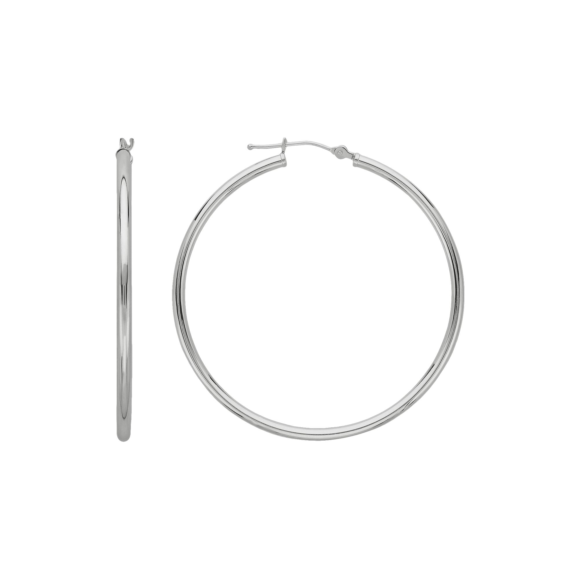 Everlasting Gold 10k White Gold Hoop Earrings, Womens