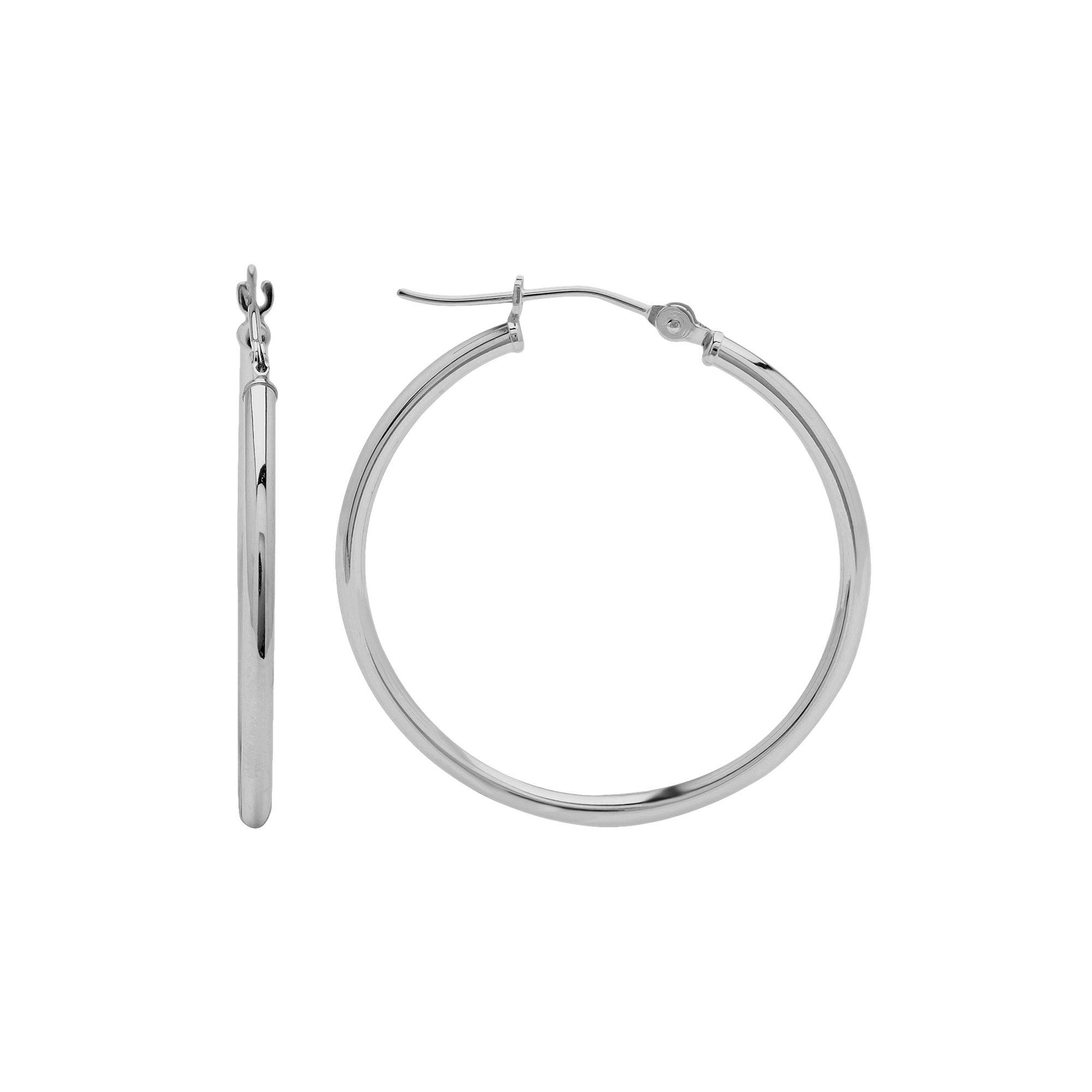 Everlasting Gold 10k White Gold Hoop Earrings, Womens