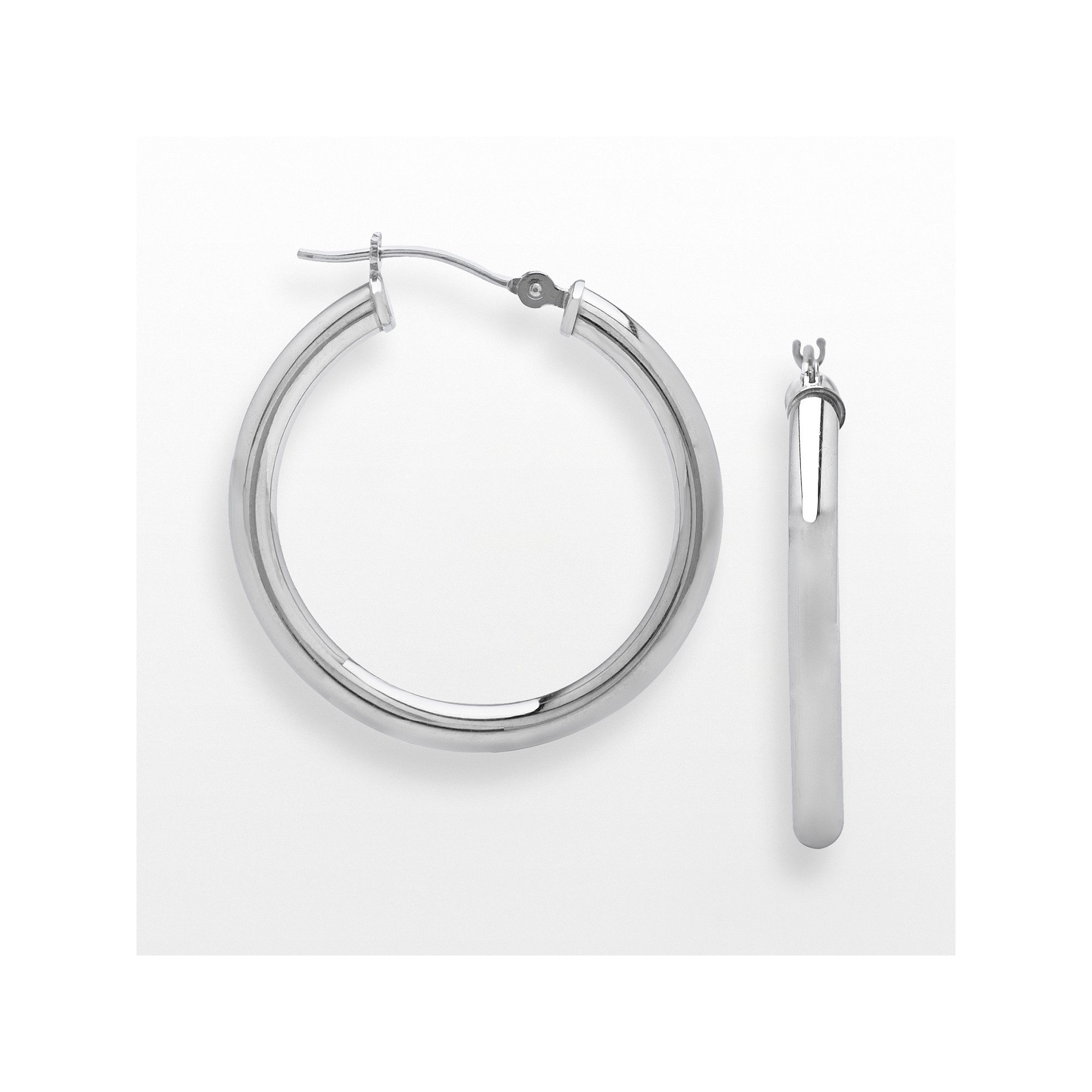 Everlasting Gold 10k White Gold Hoop Earrings, Womens