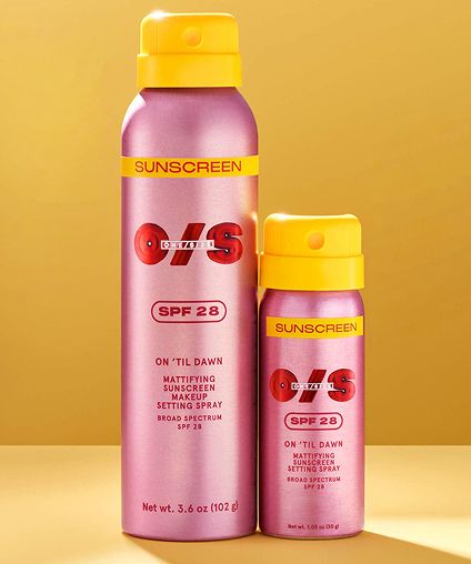 Two different sizes of ONE/SIZE sunscreen makeup setting spray.