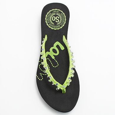 SO Beaded Charms Wedge Flip-Flops