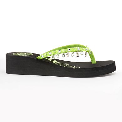 SO Beaded Charms Wedge Flip-Flops