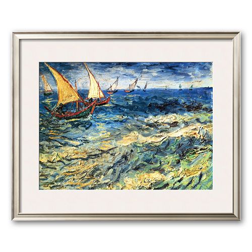 Art.com Seascape at Saintes-Maries, c.1888 Framed Art Print by Vincent van Gogh