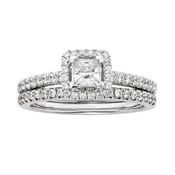 The Regal Collection IGL Certified Diamond Frame Engagement Ring Set in 14k White Gold (1 ct T.W.)