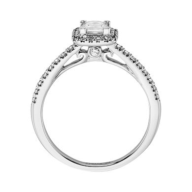 IGL Certified Diamond Frame Engagement Ring Set in 14k White Gold (1 ct. T.W.)
