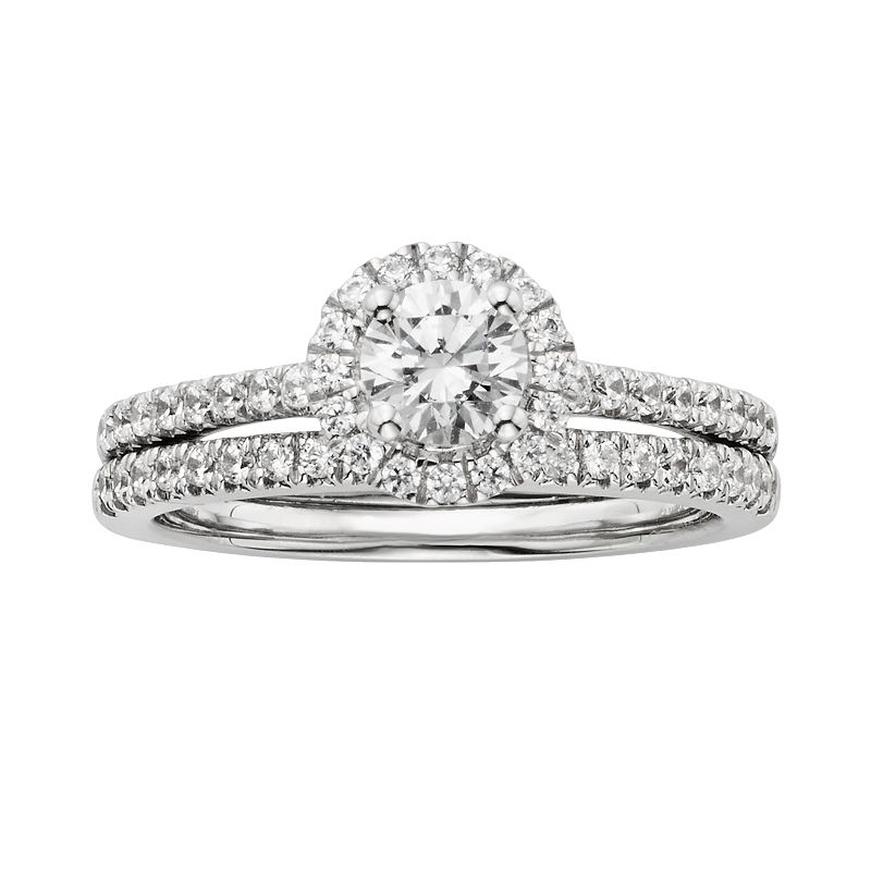 IGL Certified Diamond Engagement Ring Set in 14k White Gold (1 ct. T.W.), W