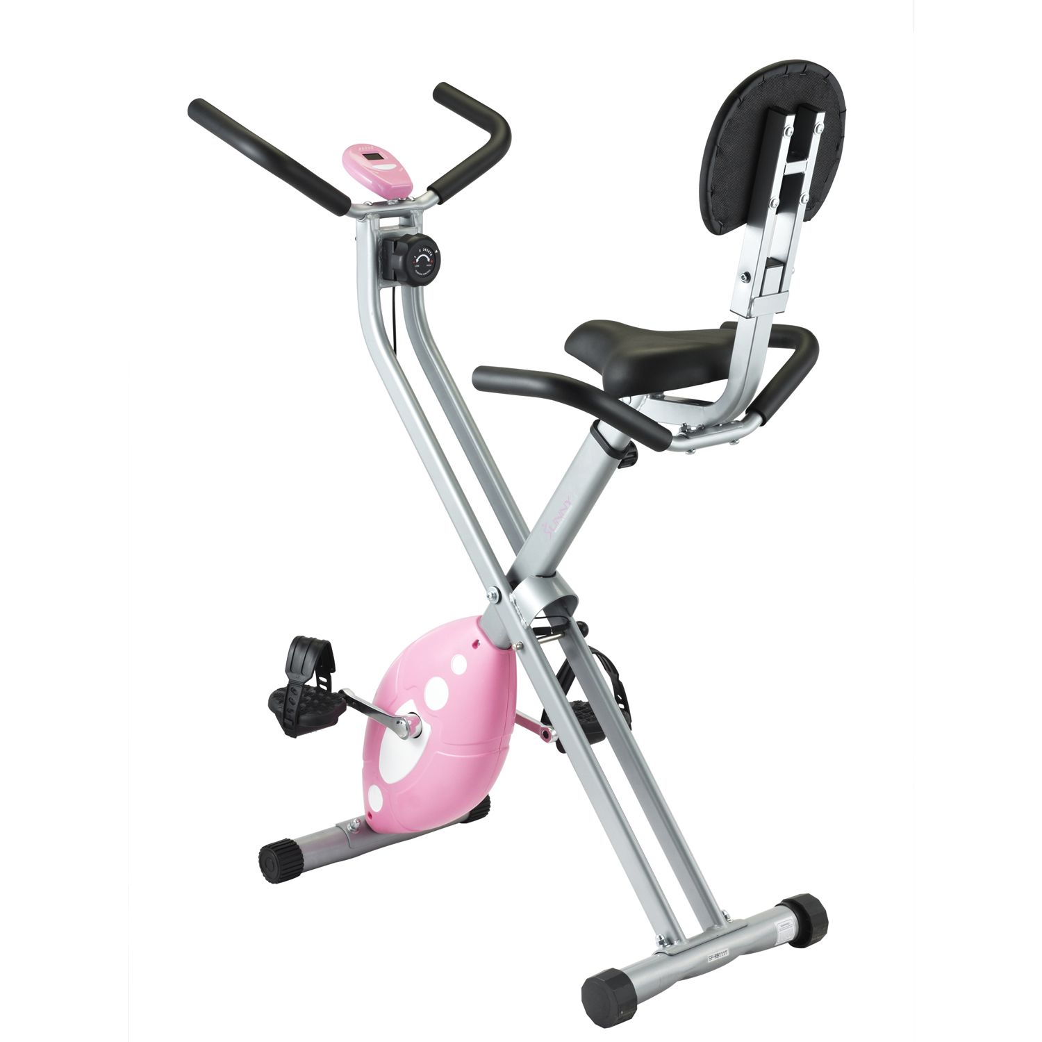 pink folding exercise bike