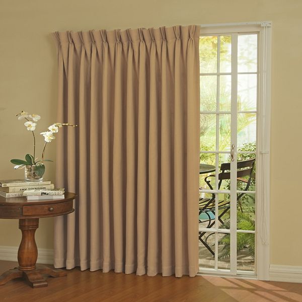 Eclipse Thermal Blackout Patio Door Curtain, Pleated Sheers For Sliding Glass Doors