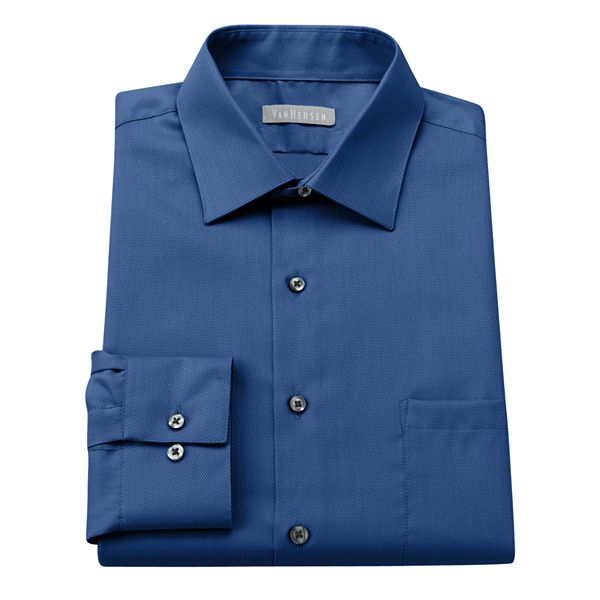 Men's Van Heusen Fitted Easy-Care Pique Spread-Collar Dress Shirt