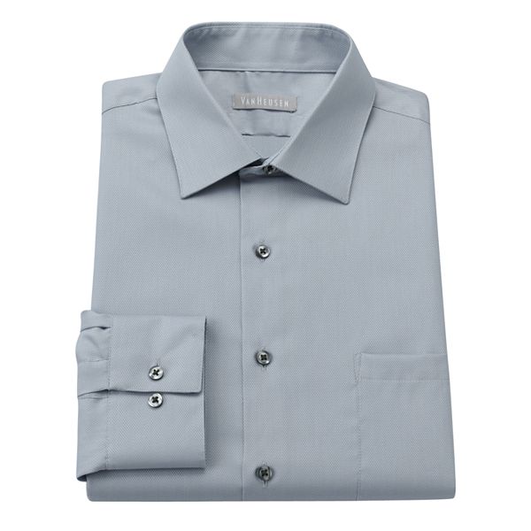 Men s Van Heusen Fitted Easy Care Pique Spread Collar Dress Shirt