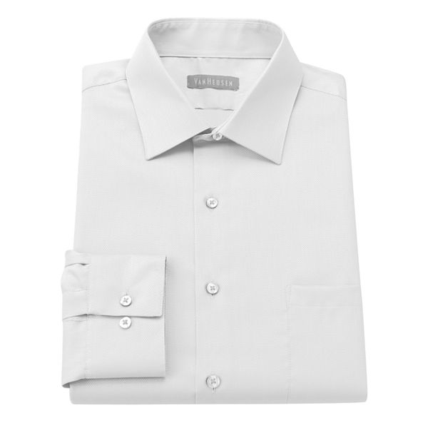 Men's Van Heusen Fitted Easy-Care Pique Spread-Collar Dress Shirt