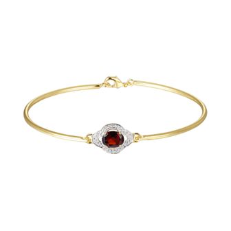 18k Gold Plate Garnet and Diamond Accent Bracelet