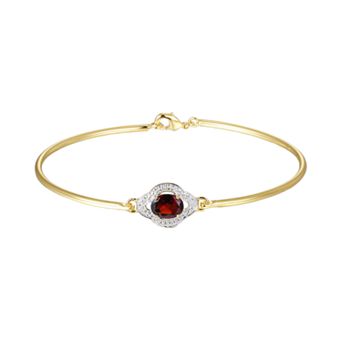 Classic Treasure 18k Gold Plate Garnet and Diamond Accent Bracelet