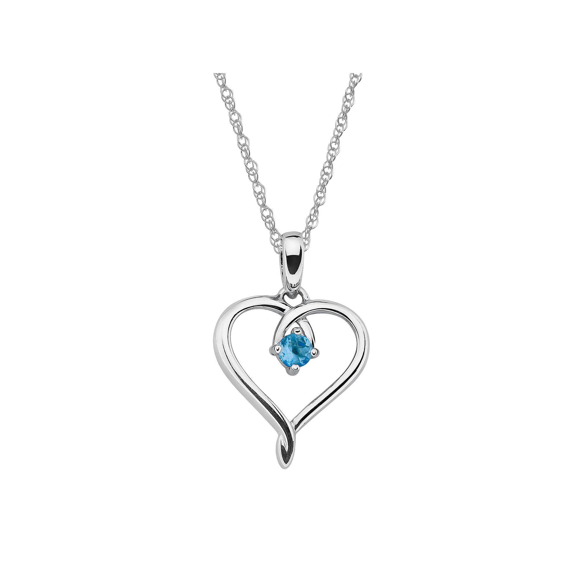 Boston Bay Diamonds Sterling Silver Aquamarine Openwork Heart Pendant, Wom
