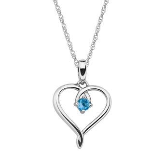 Boston Bay Diamonds Sterling Silver Aquamarine Openwork Heart Pendant