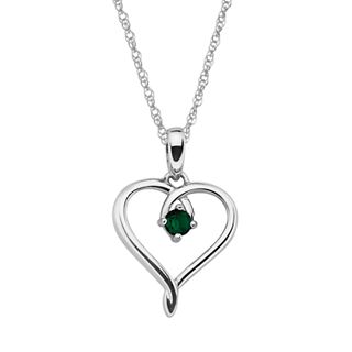Gemstone Sterling Silver Openwork Heart Pendant Necklace