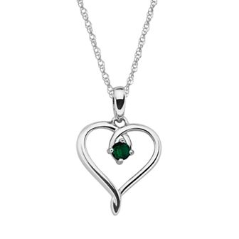 Boston Bay Diamonds Sterling Silver Lab-Created Emerald Openwork Heart Pendant