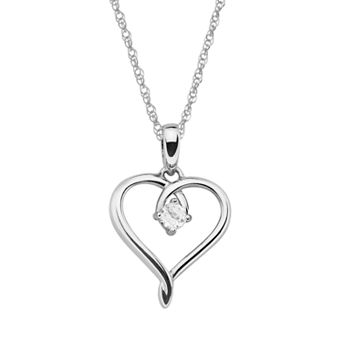 Boston Bay Diamonds Sterling Silver Lab-Created White Sapphire Openwork Heart Pendant