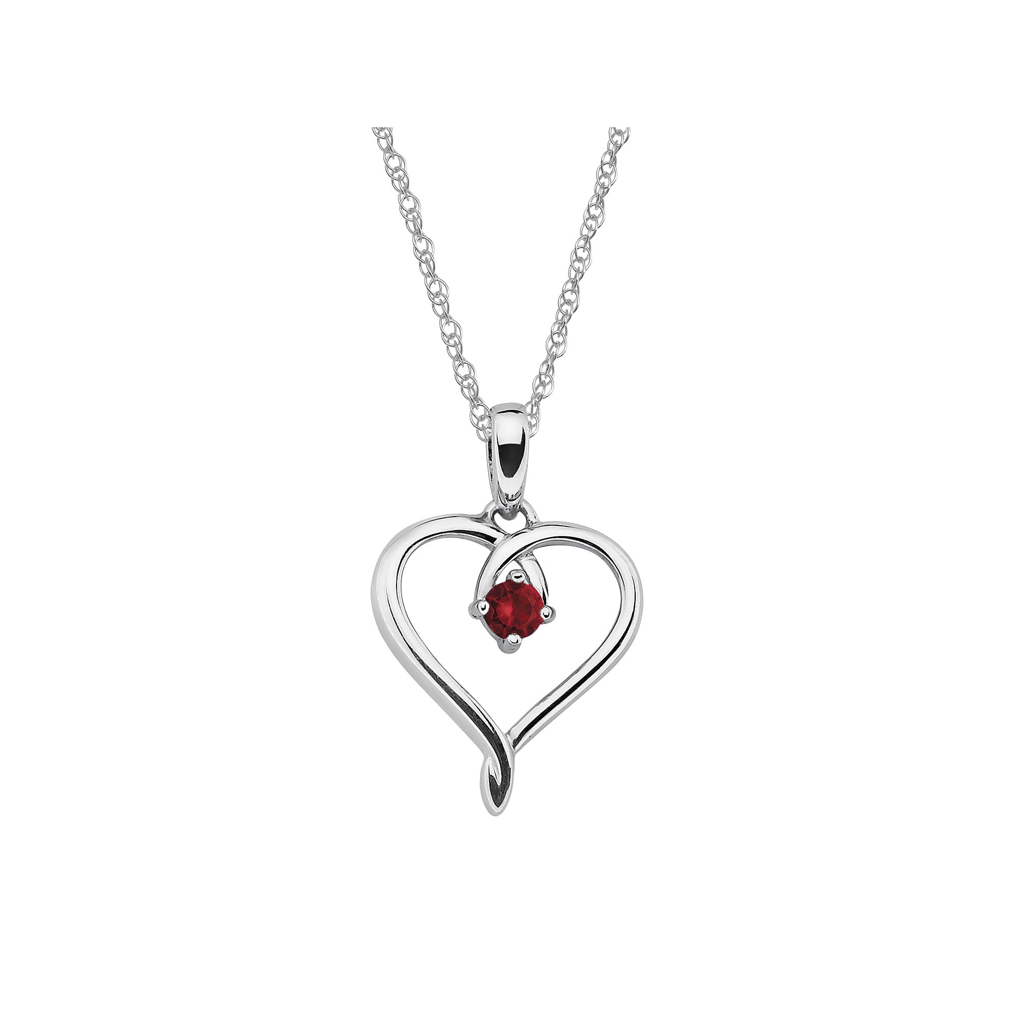 Boston Bay Diamonds Sterling Silver Garnet Openwork Heart Pendant, Womens