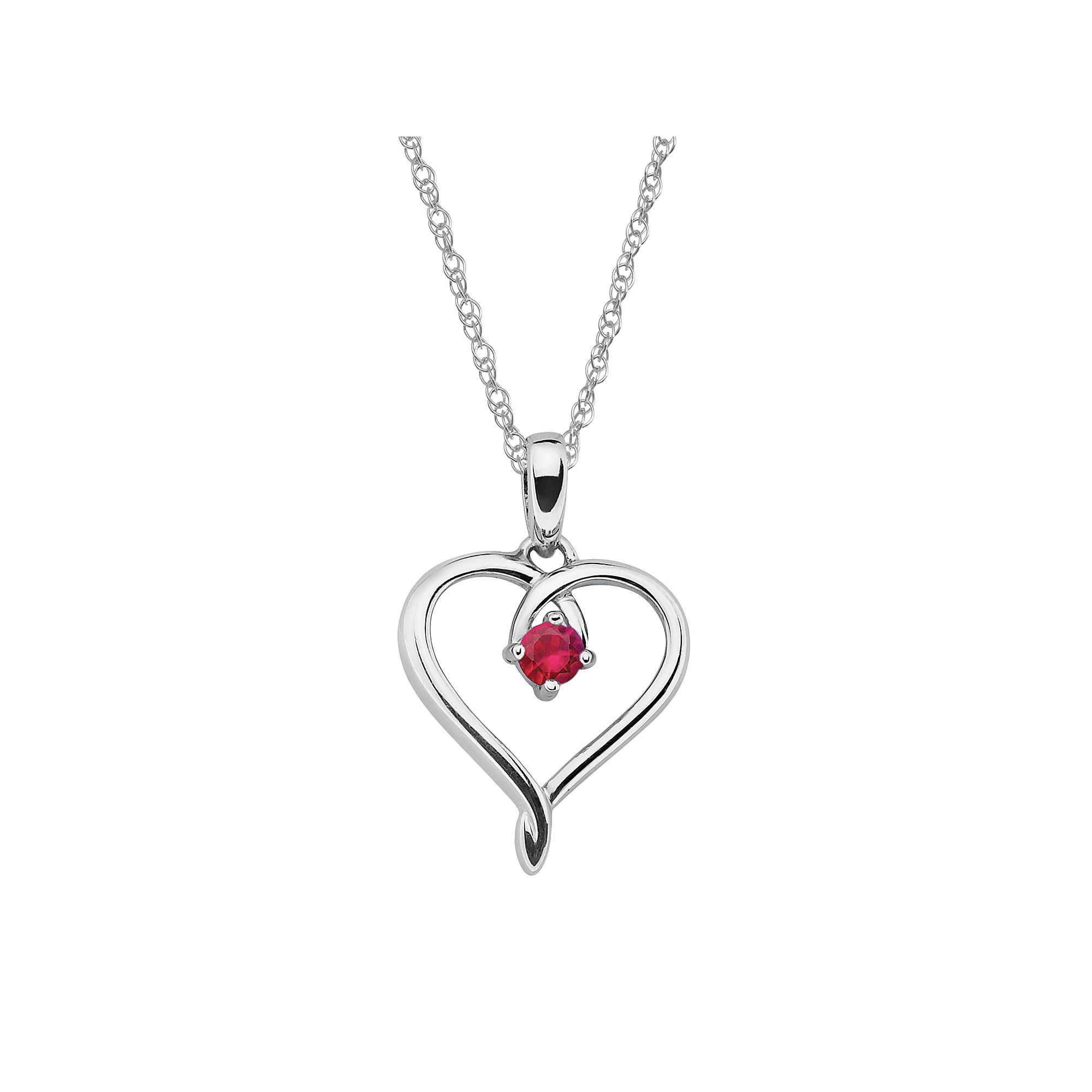 Boston Bay Diamonds Sterling Silver Ruby Openwork Heart Pendant, Womens, 