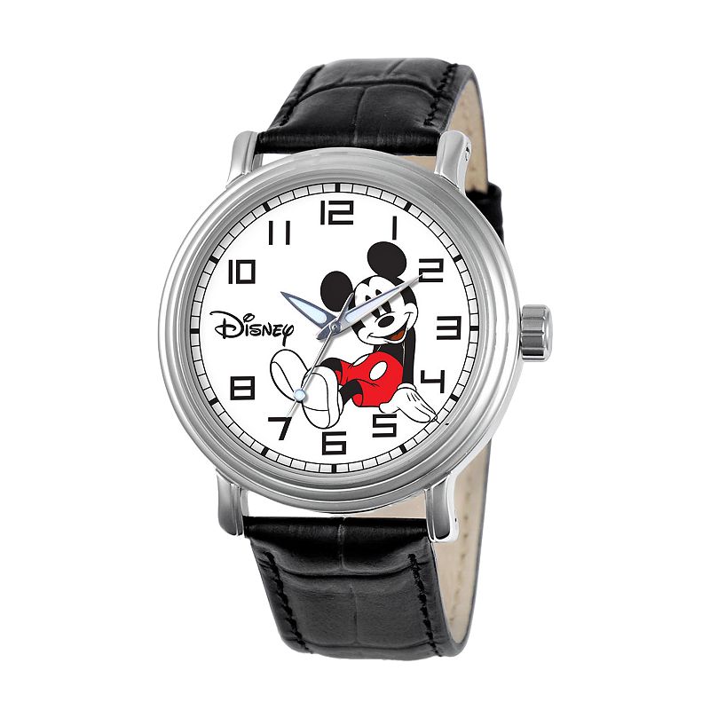 Disney Mickey Mouse Womens Leather Watch, Black