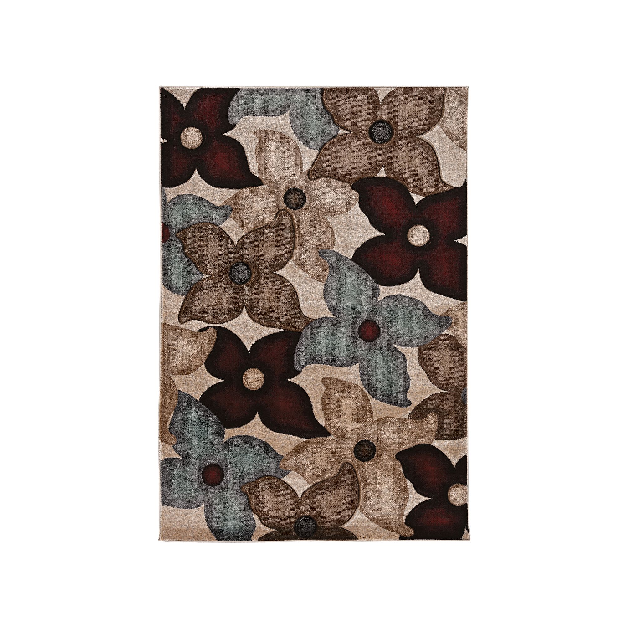 Linon Milan Graphic Floral Rug, Red