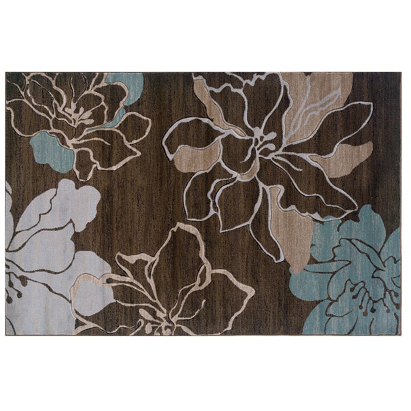 Linon Milan Floral Silhouettes Rug, Brown, 8X10 Ft