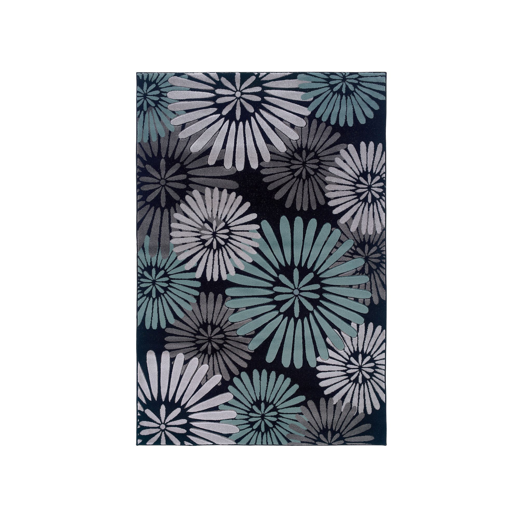 Linon Milan Floral Rug, Black