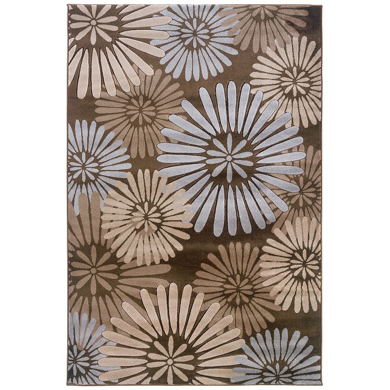 Linon Milan Floral Rug, Brown, 8X10 Ft