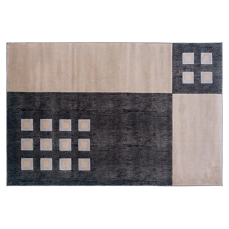 Linon Milan Geometric Rug, Black, 5X8 Ft