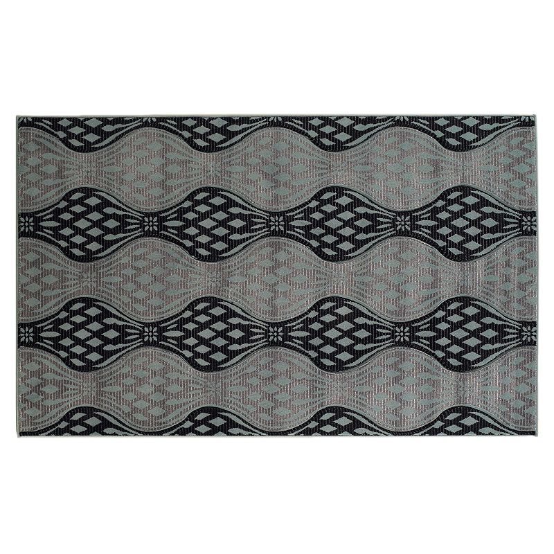 Linon Milan Wavy Rug, Black, 5X8 Ft