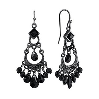 1928 Silver Tone Bead Chandelier Earrings