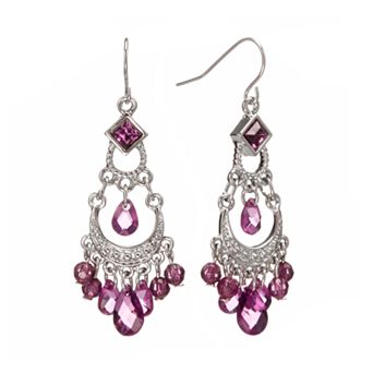 1928 Silver Tone Bead Chandelier Earrings