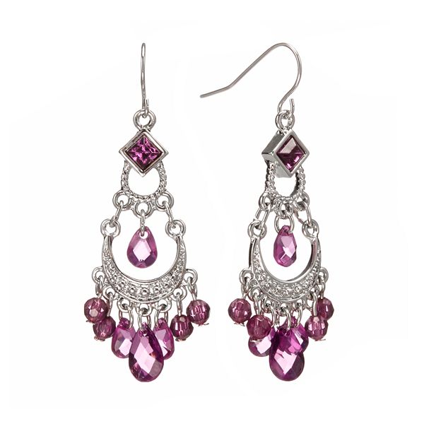 1928 Silver Tone Bead Chandelier Earrings