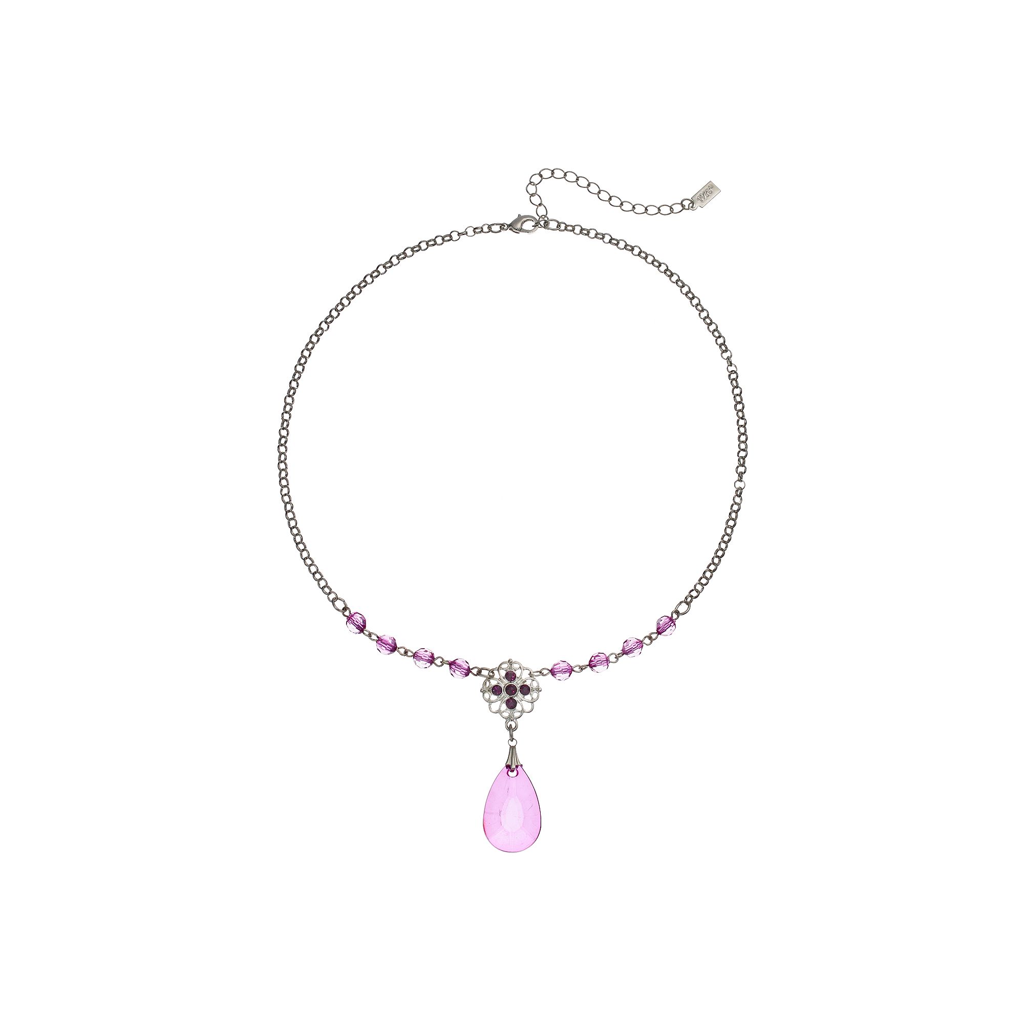 1928 Bead Flower & Teardrop Y Necklace, Womens, Size: 16, Purple