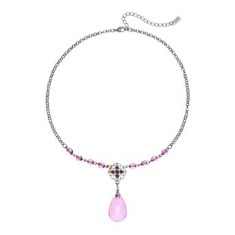 1928 Bead Flower & Teardrop Y Necklace