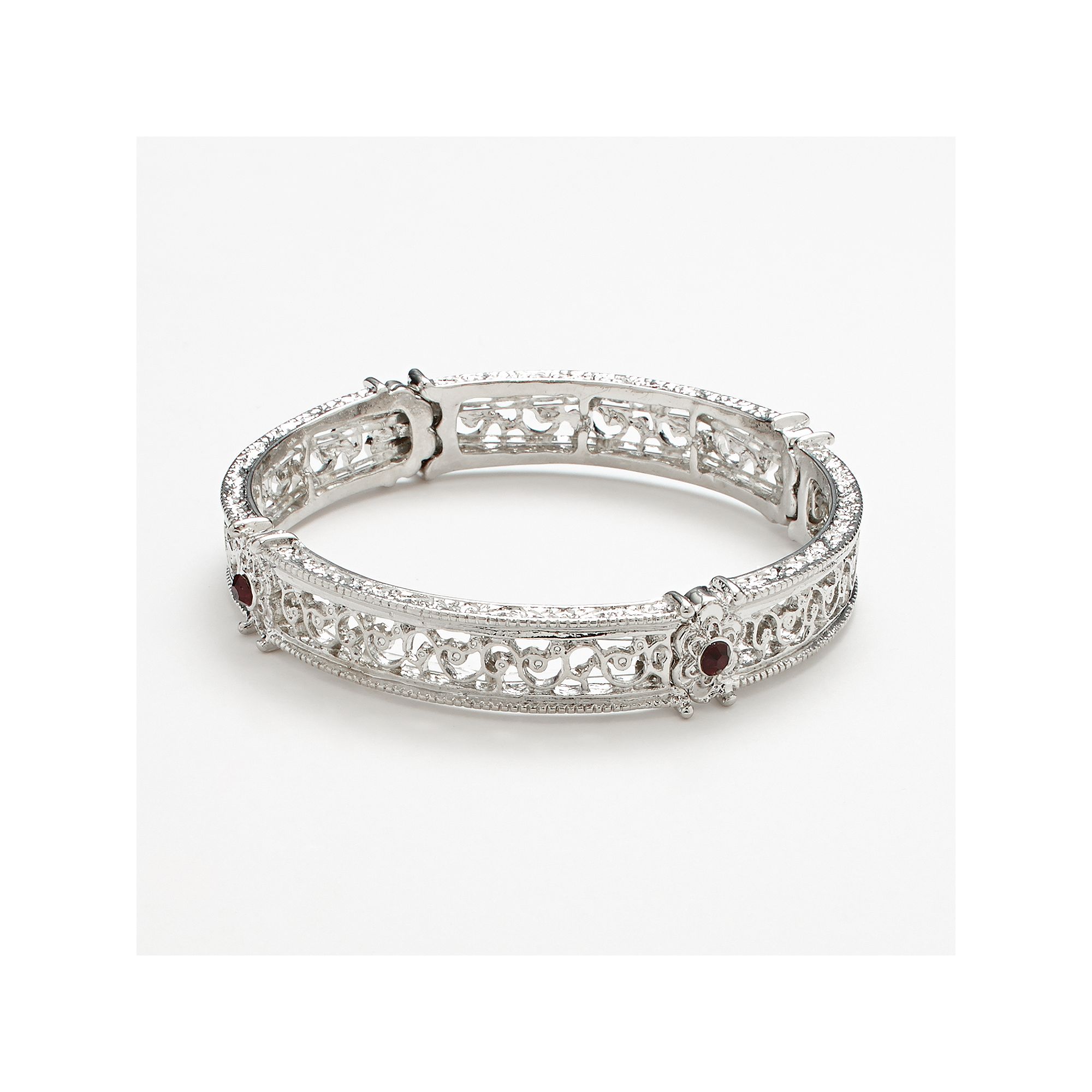 1928 Simulated Crystal Scroll Stretch Bracelet, Womens, Size: 7, Purple
