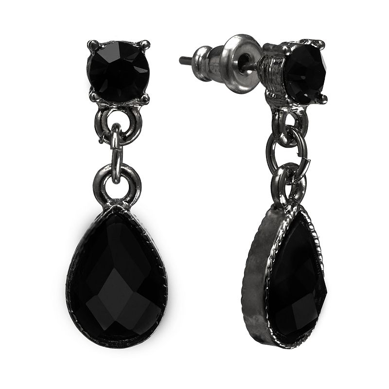 1928 Drop Earrings, Womens, Black