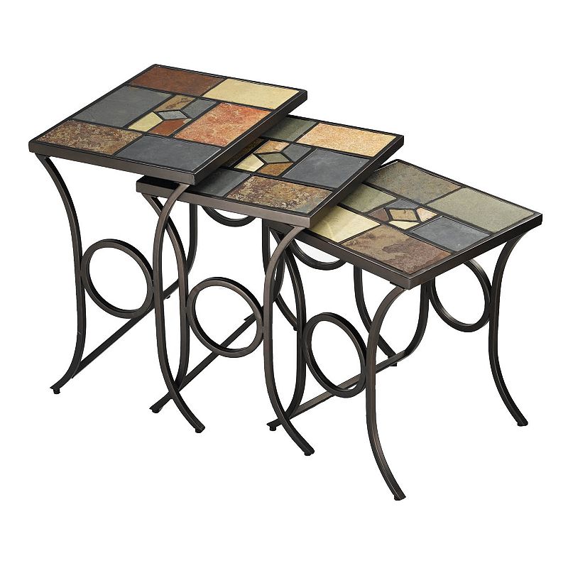 94035221 Pompei 3-pc Nesting Table Set, Black, Furniture sku 94035221
